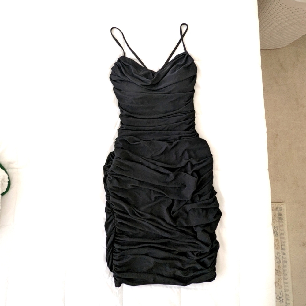 Klassy Network Mesh Ruched Brami Dress